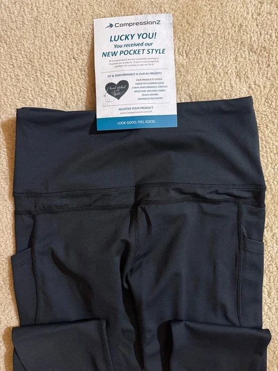 NWT New in package Compression Z high waist leggings black w/ pockets sz medium - Picture 3 of 8